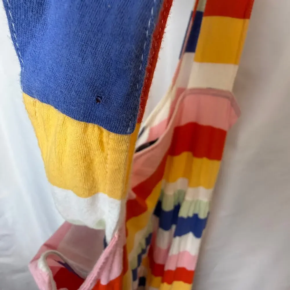 J.Crew Rainbow Stripe Tiered Maxi Dress M 100% Cotton Colorful‎ Dopamine Pride
